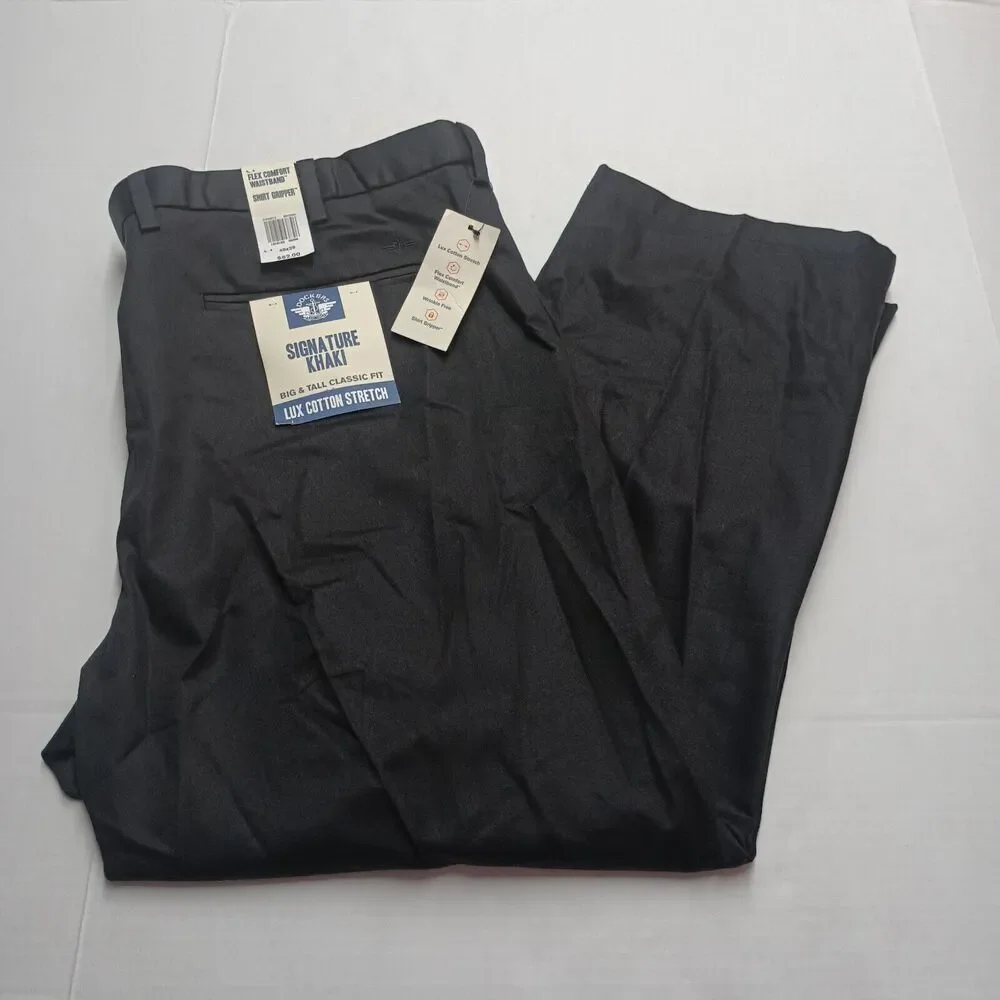 Dockers Signature Khakis Men's 48x29 Black Straight‎ Leg Stretch Classic Fit